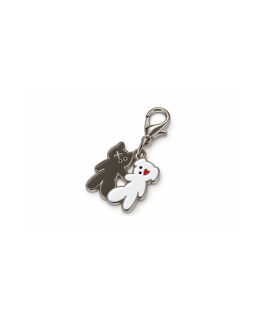 メタル モノクロ ベア チャーム