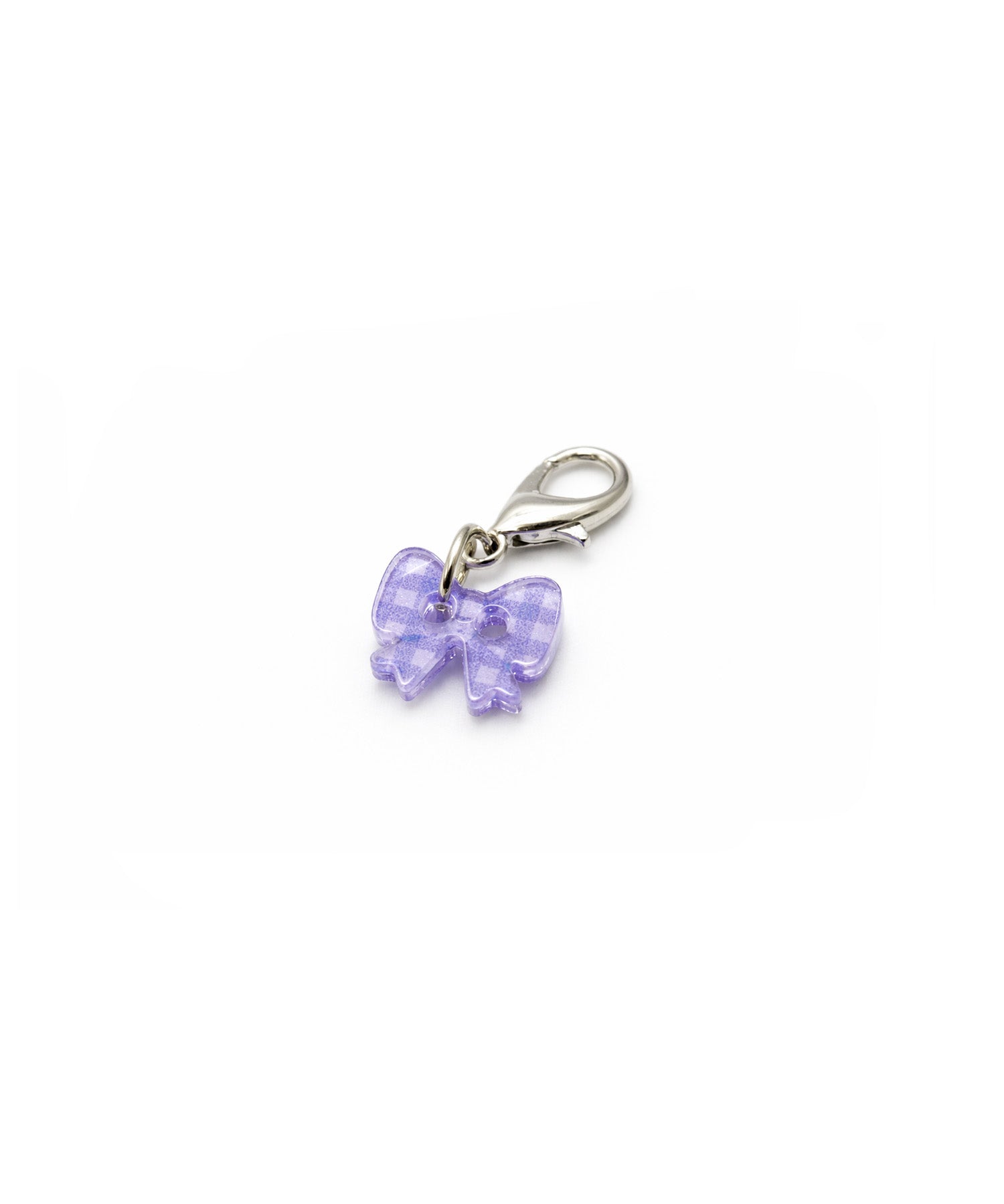 acrylic button_ribbon_check_purple